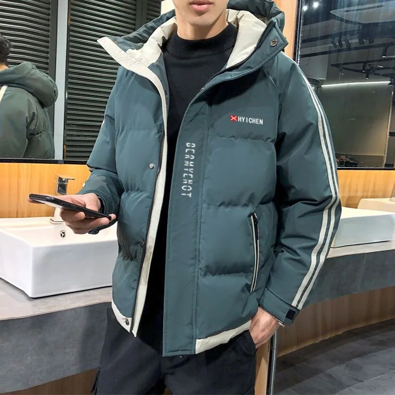 2023 neue Männer Daunen Baumwoll mantel Winter jacke kurze lose Mode Parkas verdicken warme Freizeit Outwear Kapuze einfachen Mantel