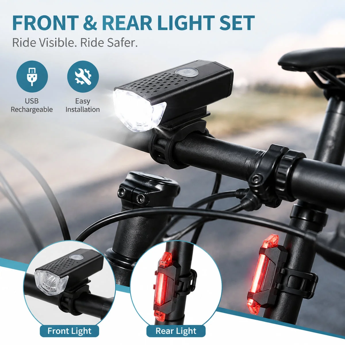 Juego de luces delanteras y tr - Commuting With Road Bike reseña y precio