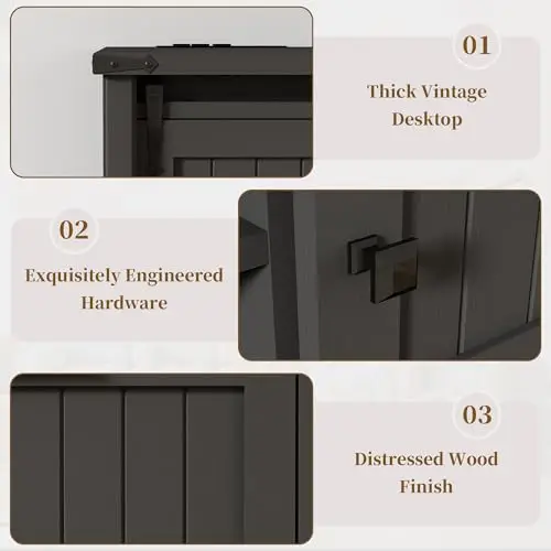 Black Vintage-Style 2-Drawer Lateral File Cabinet With Power Outlets, USB Charging, Open Compartment For A4 Letter Files