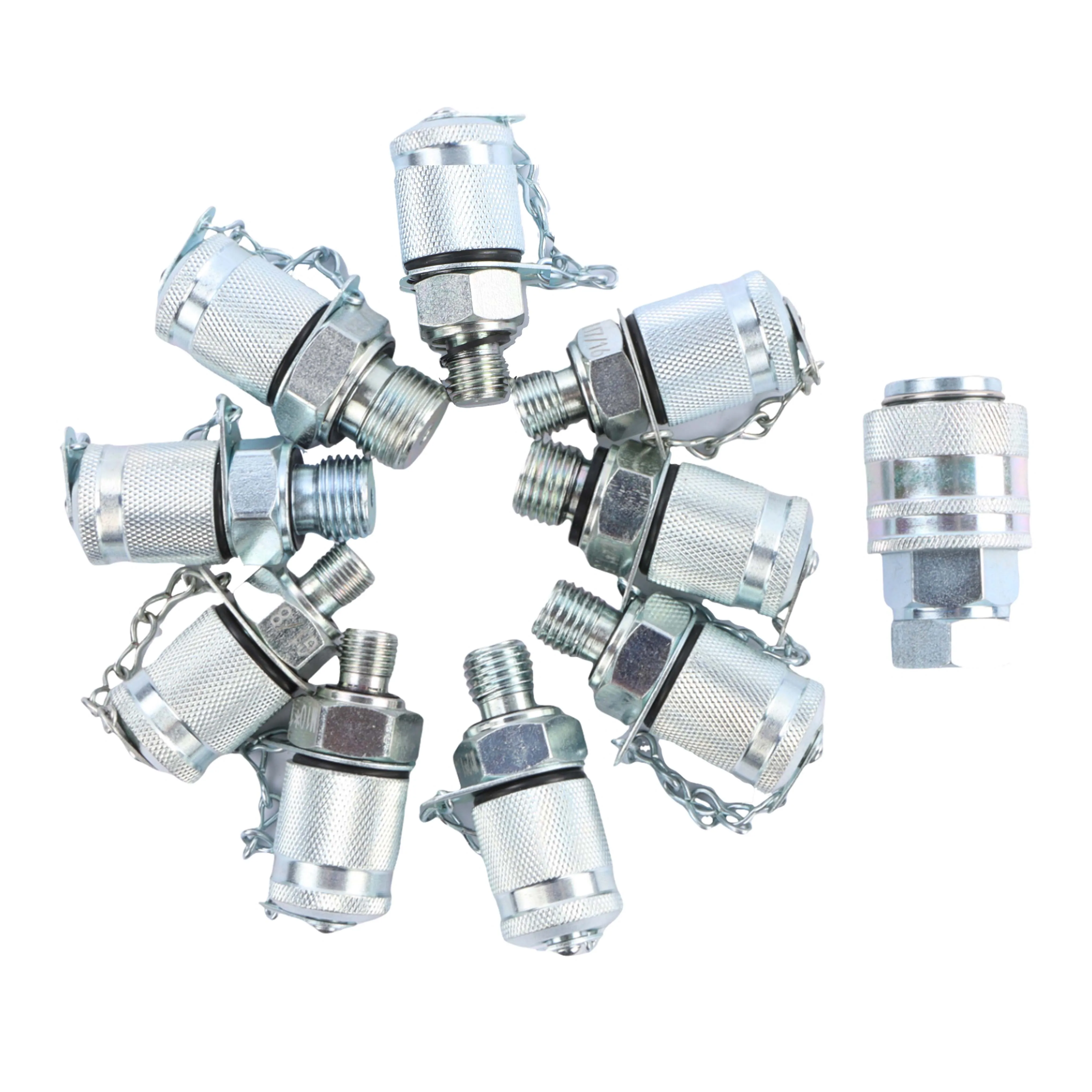 ชุดข้อต่อทดสอบแรงดันไฮดรอลิก 10 ชิ้น G1/8 M8 M10 M14 UNF NPT สำหรับรถขุด CAT John Deere Bobcat Case อะแดปเตอร์เกจวัด