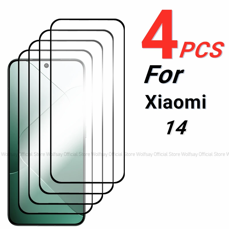 2/4PCS Tempered Glass For Xiaomi 14 Screen Protector For Xiaomi 14 5G Full Glue Cover Protective Screen Phone Film For Xiaomi 14