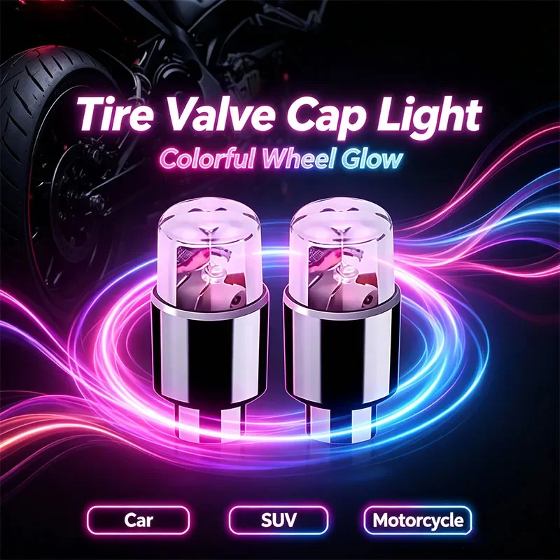 2/10pcs Tire Valve Cap Lights Durable Tire Lights For Car Air Valve Caps With Lights For Motorcycles Bicycles Electric Vehicles