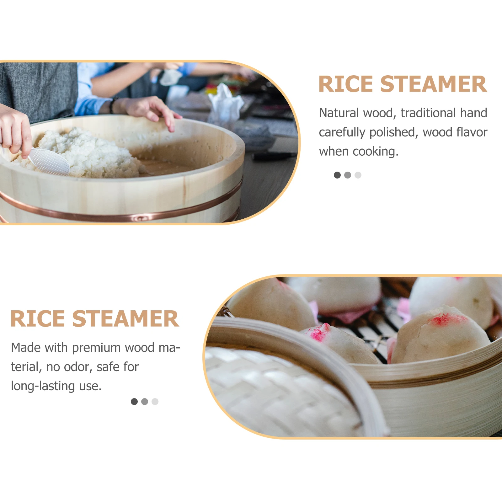 

1pc Wooden Rice Steamer Bucket Premium Material Hand Polished Movable Bottom Easy Cleaning Faster Cooking Rice Steamed Barrel
