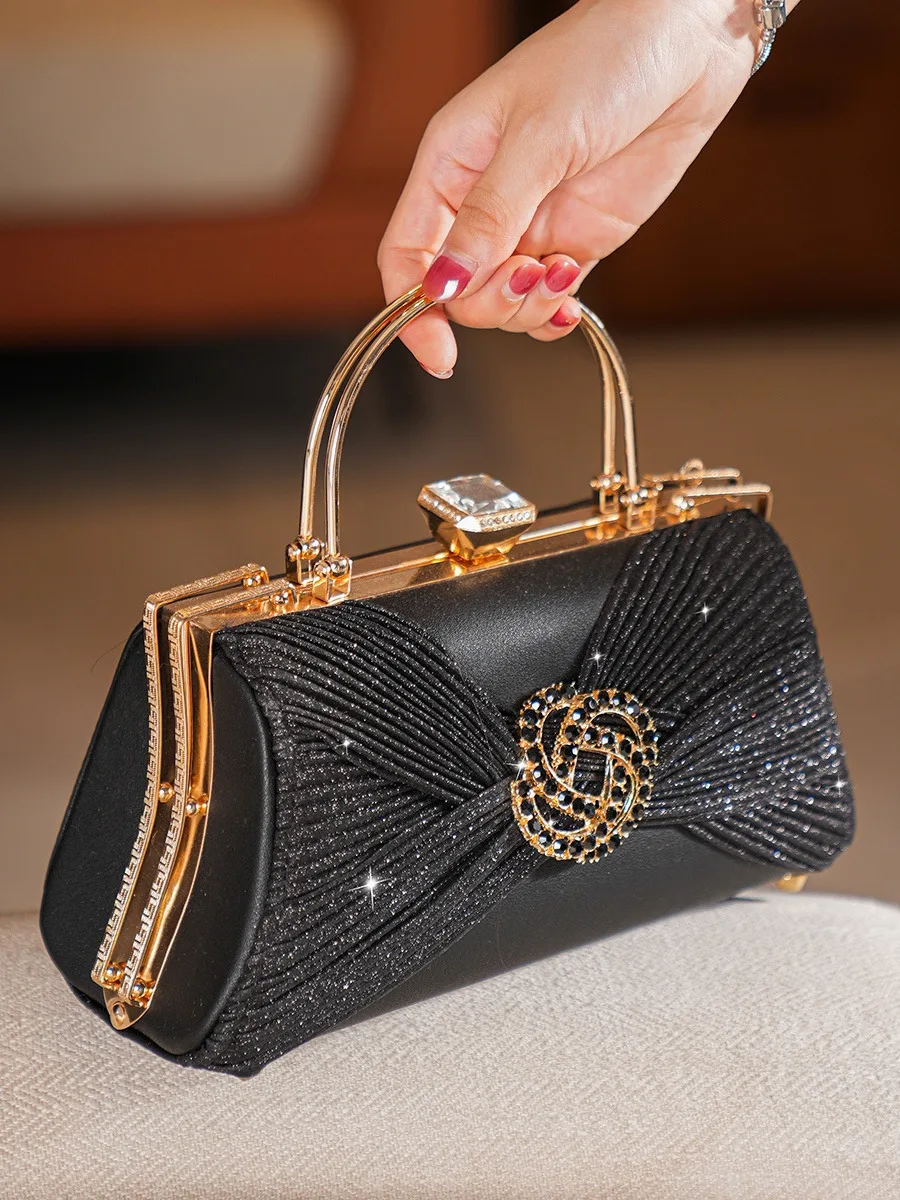 Luxury Rhinestone Evening Bag, Elegant Shiny Banquet Handbag, Women's Clutch Bag For Wedding Party Prom