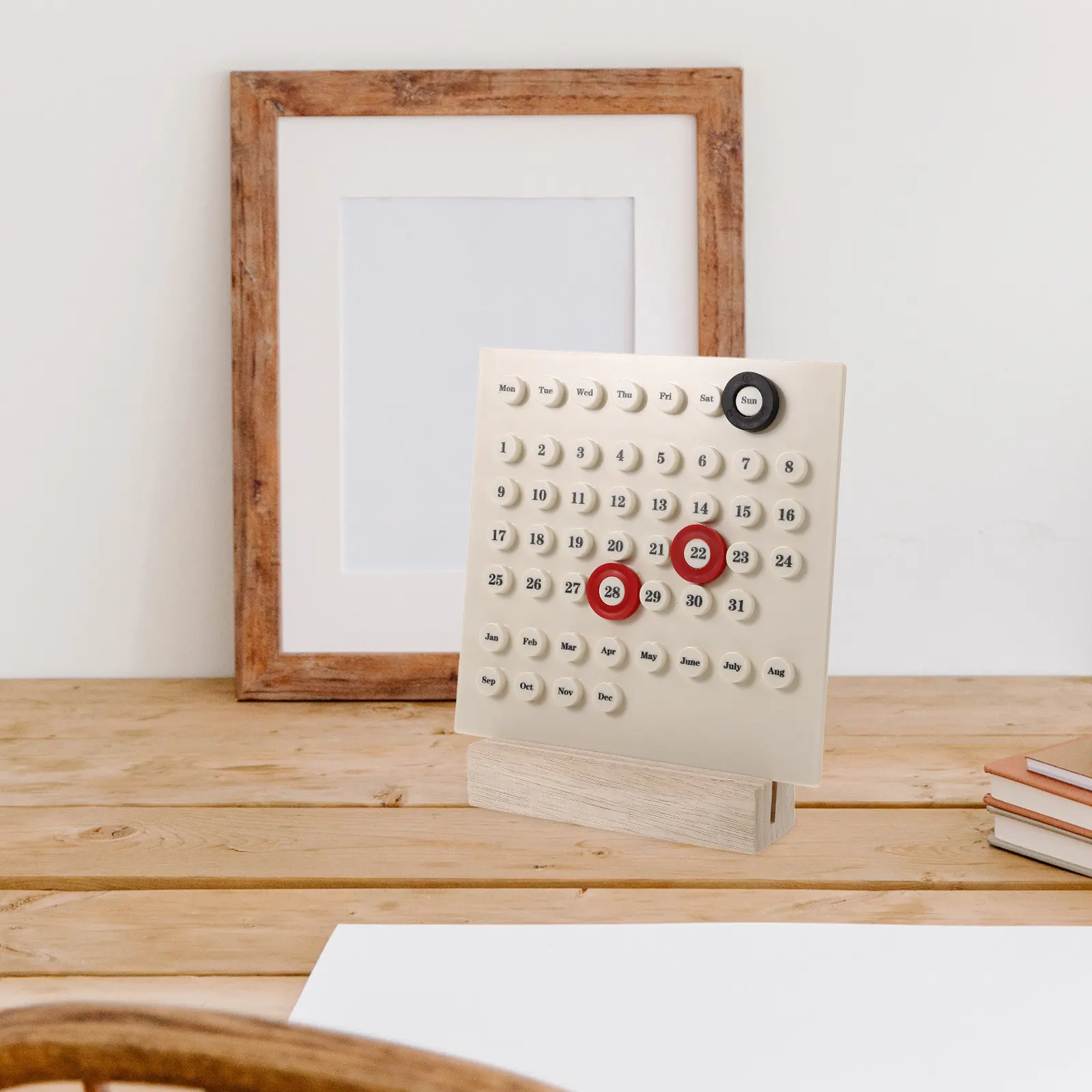 

Vintage DIY Perpetual Calendar Milk White Desk Standing Monthly Desktop Calendar Countdown 2024 2025 Office Desk Decoration