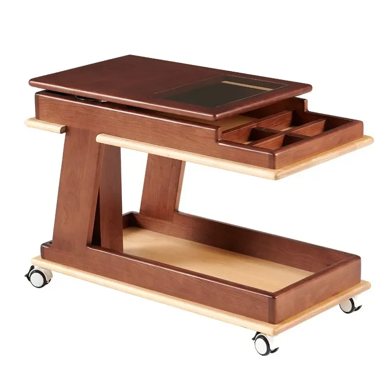solid wood lifting accompanying coffee table living room household multi-functional mobile cherry wood sofa side cabinet