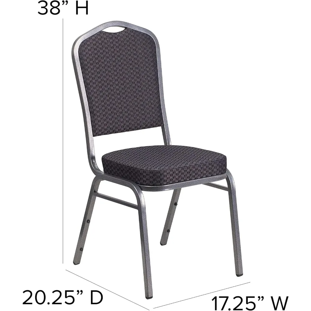 كرسي مأدبة EMMA + OLIVER مكون من 4 قطع مصنوع من قماش بنمط أسود - إطار عريض فضي #2