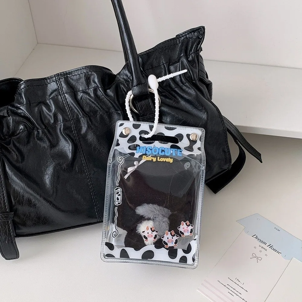 Transparent Milk Box Storage Bag PVC Material Milk Carton Shape Display Bag with Clear Window Kaychain Hanging Storage Bag