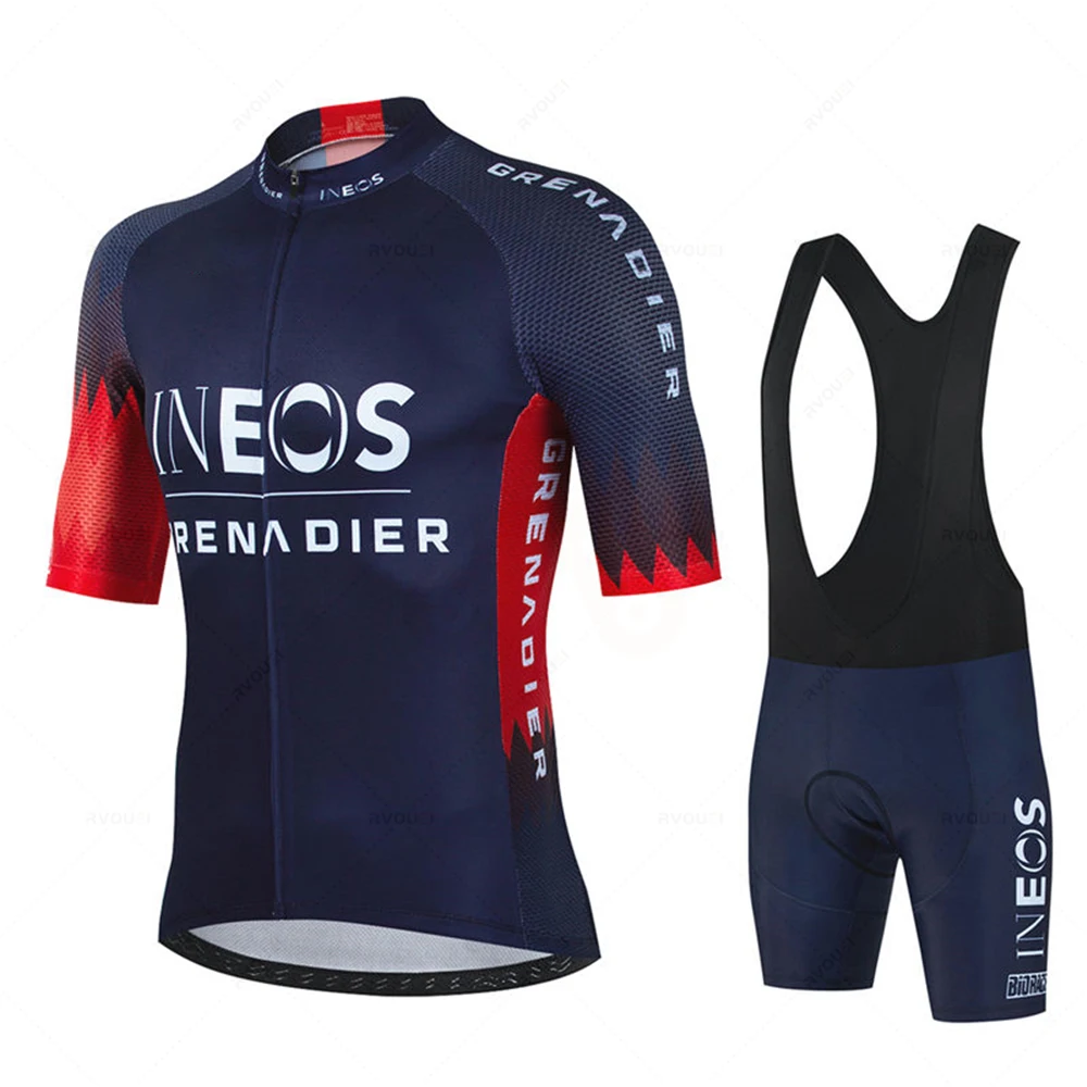 Ineos Sommer Fahrradtrikot Herren MTB Kurzarm Radsport-Set Herren Fahrradshorts Set MTB Ropa Ciclismo Fahrradshirts Maillot Bekleidung