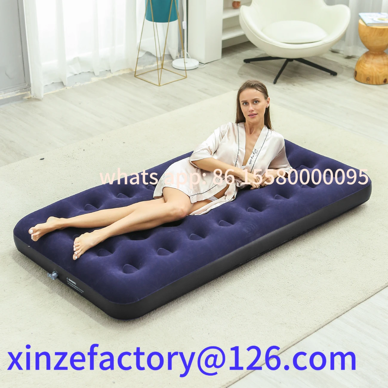 

Customizable Single Size Air Inflatable Bed, Blow Up Mattress Camping Sleeping Pad