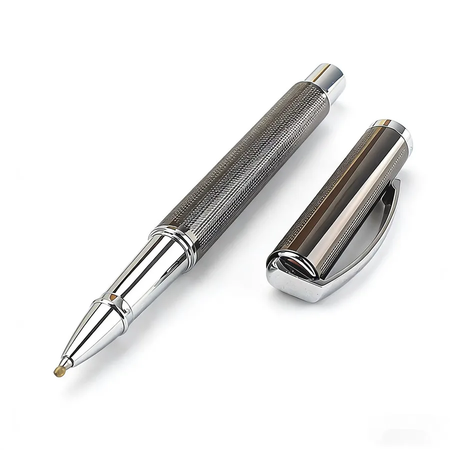 Deluxe quality Metal Black gray Business office Rollerball Pen 0.5mm Nib silver Clip rollerball Pen office School Supplies
