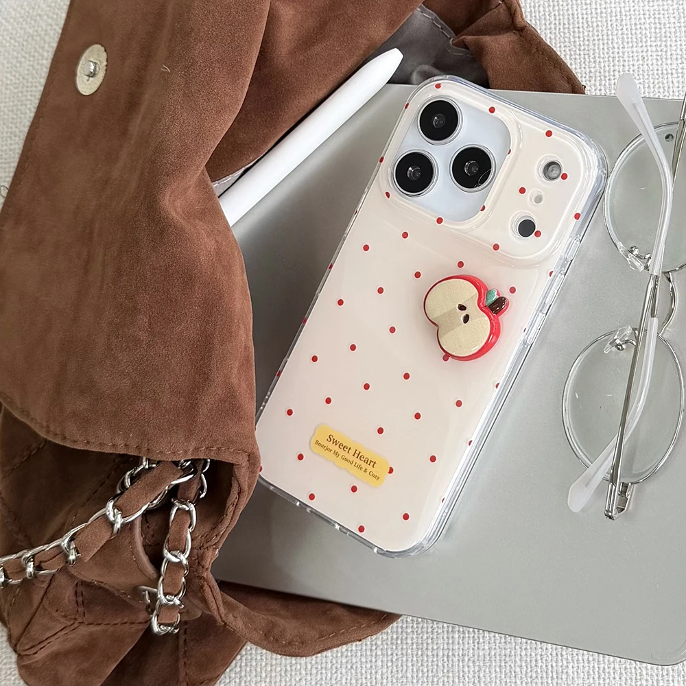 لطيف ثلاثية الأبعاد شرائح أبل الأحمر منقطة جراب هاتف آيفون 13 14 16 15 17 17pro 17Pro ماكس للصدمات واقية لينة غطاء #3