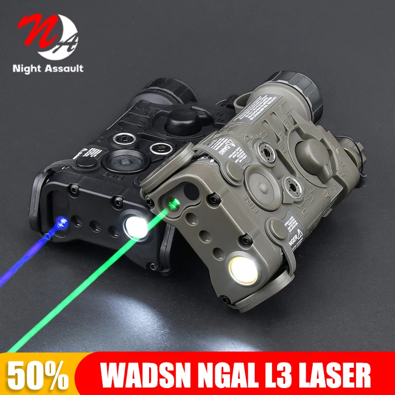 

Airsoft Hunting NGAL L3 RED GREEN Flashlight Nylon Plastic White Light Strobe Brightness Adjustment Tactical Laser