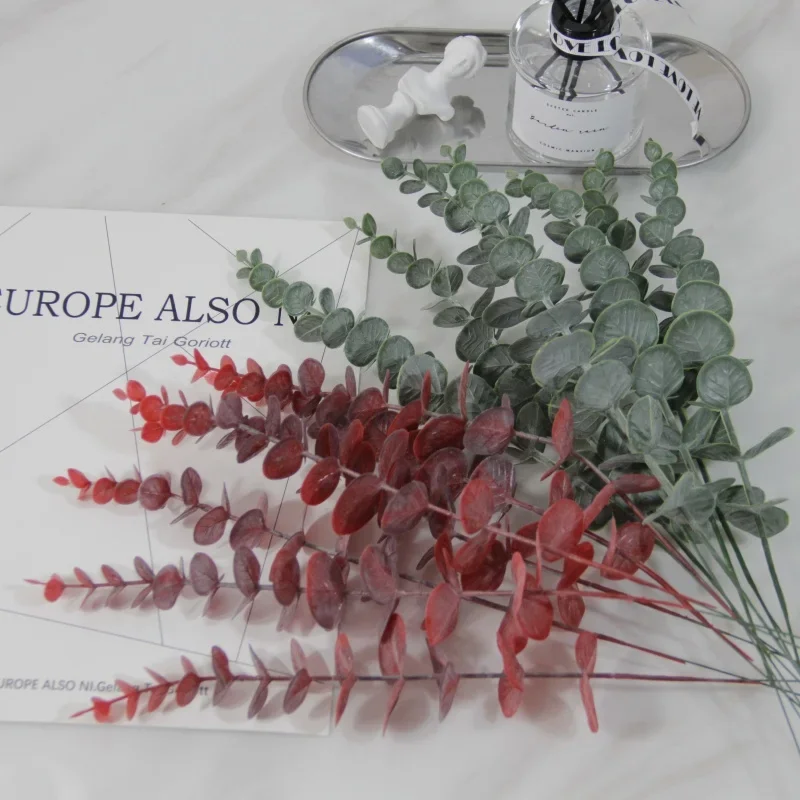 Single Eucalyptus Leaf  Simulation Eucalipto Fake Green Plants Artificial Flower For Wedding Shooting Prop Home Party Decoration