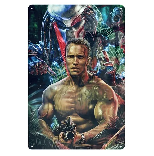 Predator Arnold Schwarzenegger Movie Metal Poster Tin Sign 20x30cm Plate  -aluminum