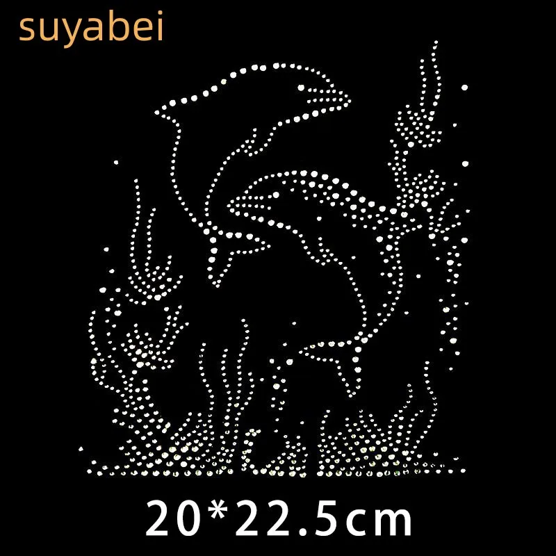 

Lovely Dolphin Rhinestone Applique Iron on Crystal Transfer Design Hot Fix Sticker for DIY Crafts