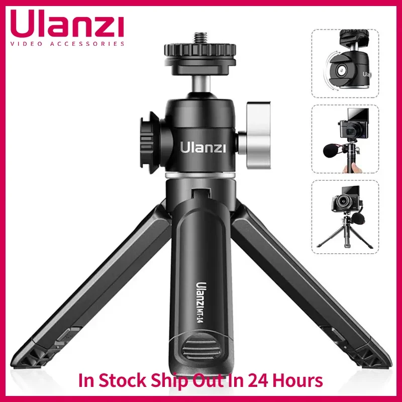 Ulanzi U-Vlog lite Mini Tripod with 360° Ball Head & Cold Shoe Selfie Stick Tabletop Tripod for Camera iPhone Android Phone DSLR