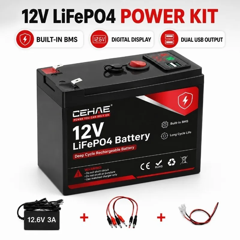 12V 2026 New20Ah LiFePO4 Battery for Solar Street Light Outdoor Camera Flashlight Mini Pump Mobile Lighting Emergency Battery
