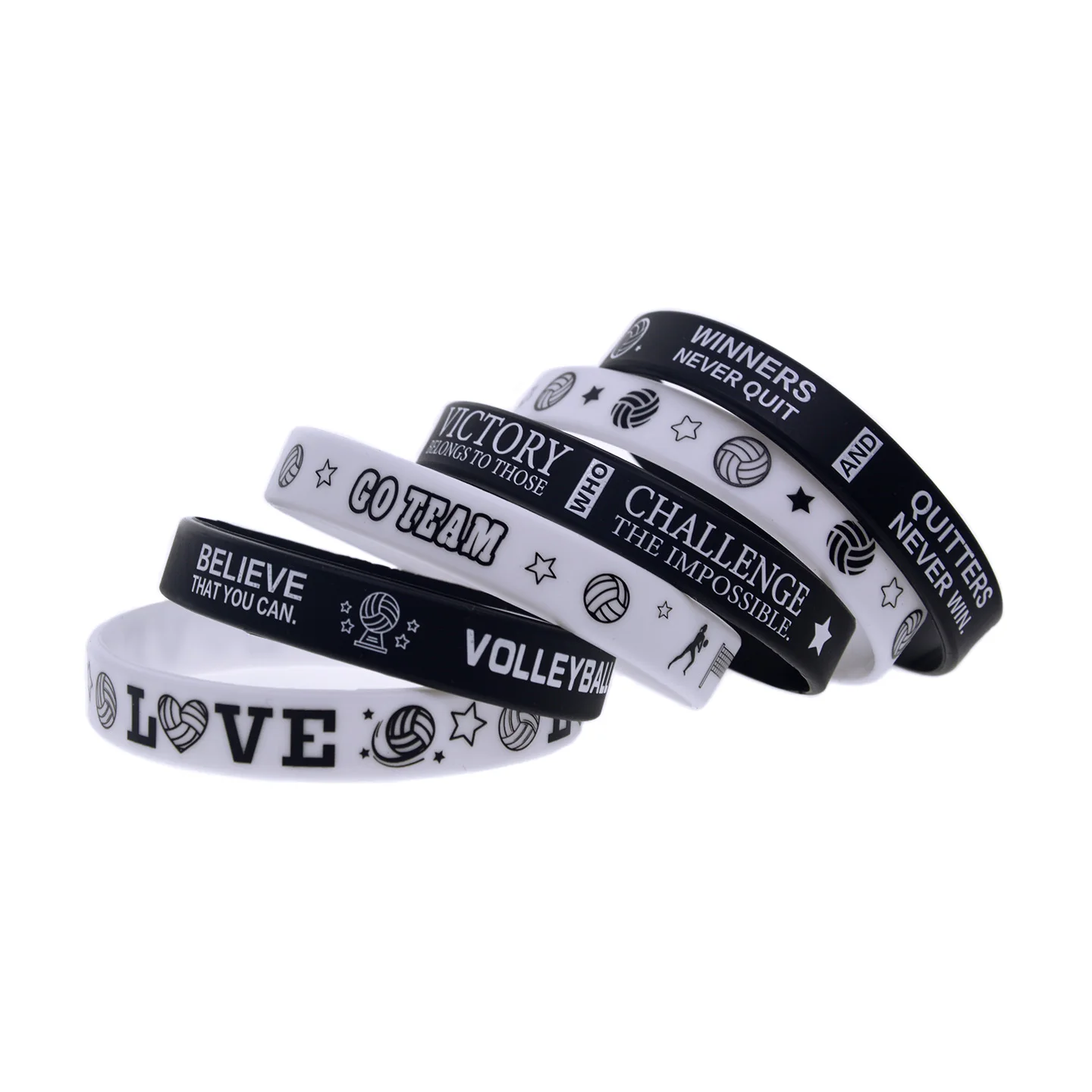 50 Stück Volleyball-Team-Spirit Motivations-Silikonarmbänder für Athleten, Tägliches Tragen, Sportverein-Teamgeschenk, Armband – Detail 8