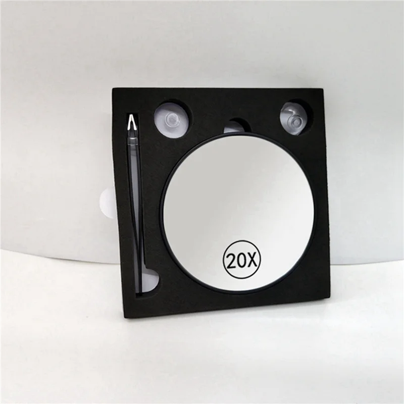 AA20-2X Anti-condens vergrotende make-upspiegel Zuignap make-upspiegel 20X draagbare vergrotende make-upspiegel met handvat, zwart