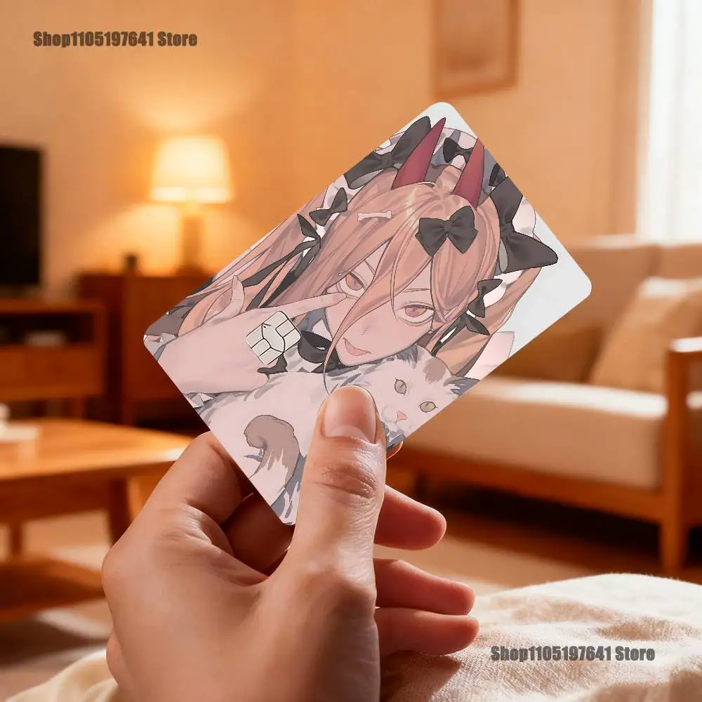 Anime P-Power Cat Card Stickers Credit Visa Debit Bank Charge Card Bus Metro Waterproof Sticker Decal Decoration