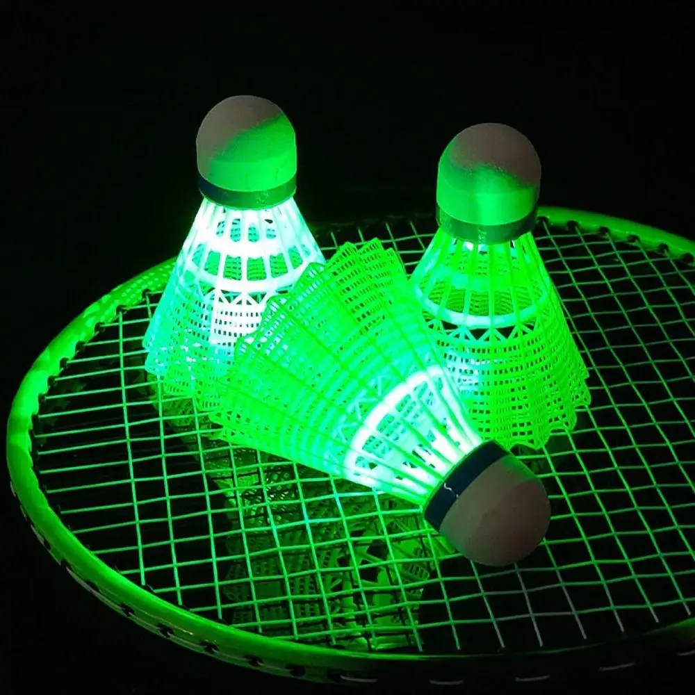 Light-up LED Badminton Lighting Balls Glowing Luminous Badminton Balls Nylon Lightweight Lighting Shuttlecocks Dark Night