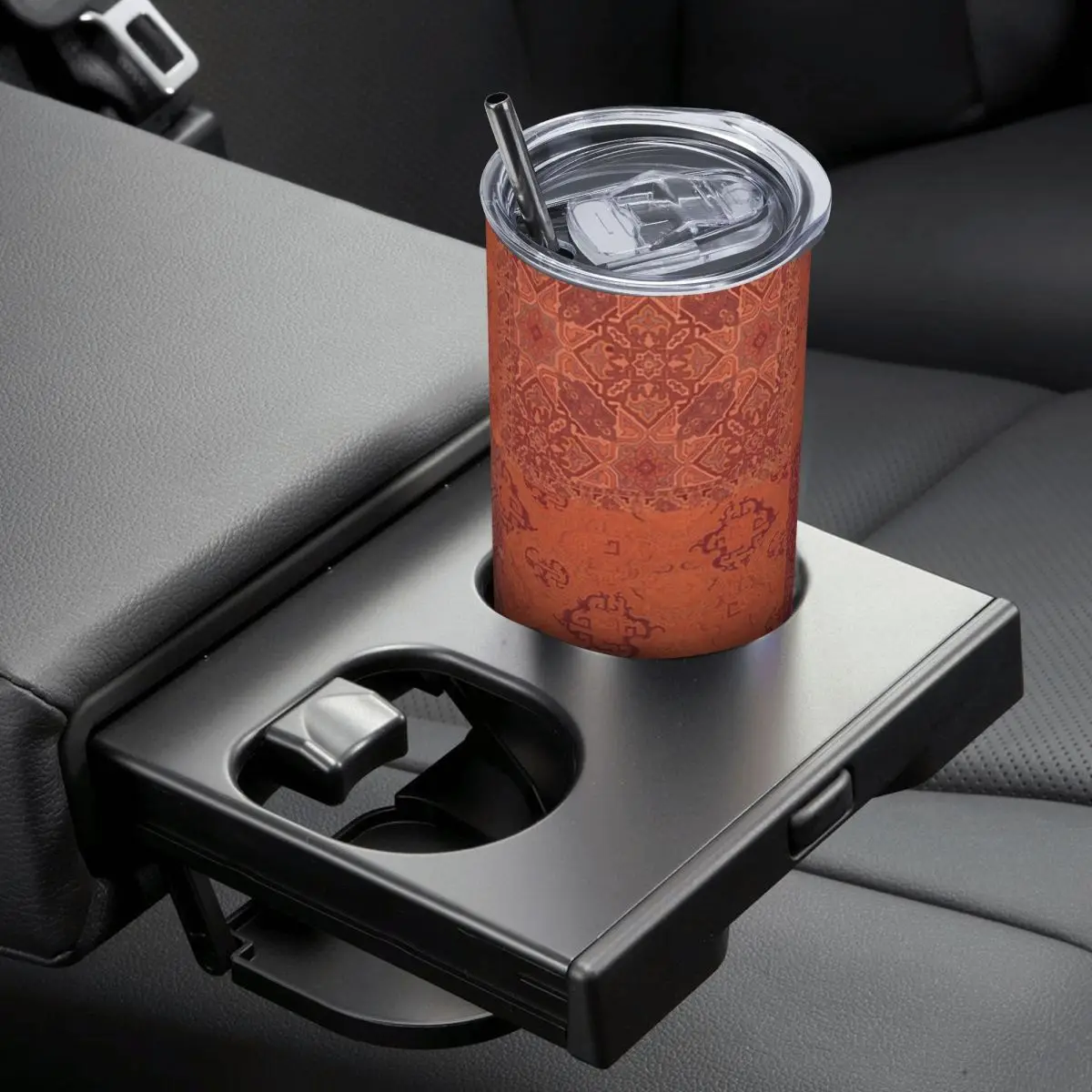 

Vintage Bohemian Quilt In Burnt Orange Stainless Steel Tumbler Vacuum Insulated Mug Thermal Cold Cups Straws With Lid 20oz