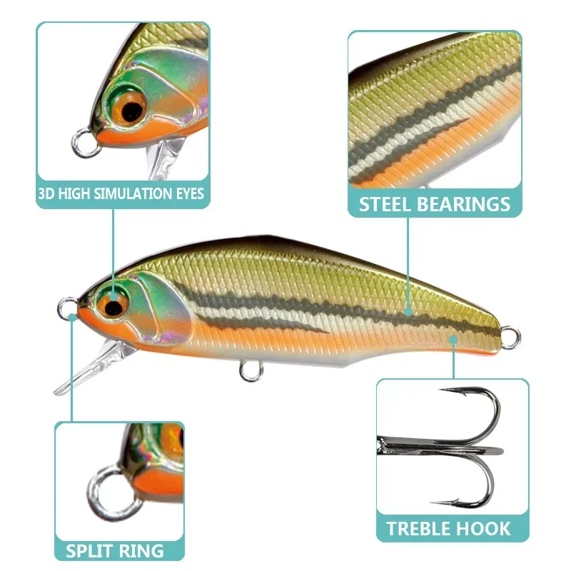 Fast sinking microfish Minnow stream trout bait road subbait Top fishing gear Good fishing helper Top minnow