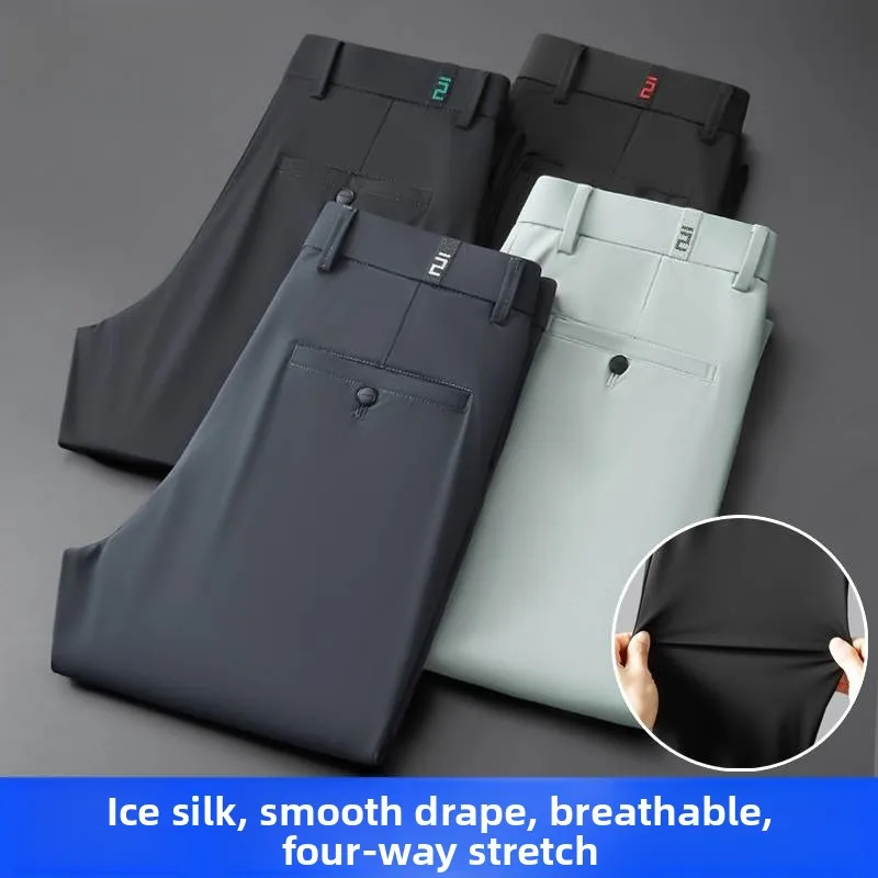 

High Elastici Busin Casual Pants for Men Anti-Wrinkle Iron-Free Midlife Autumn Winter New Sle Faion Urban Straight L...