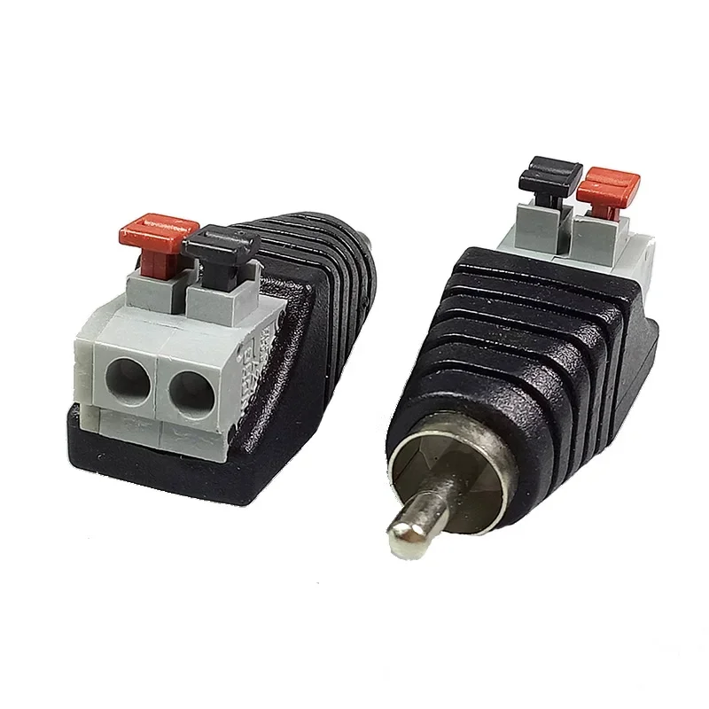 10PCS RCA AV Balun Connector RCA Male/Female AV Screw 2 Poles Terminal Pressed Type CAT5 to CCTV Camera Video AV Terminal Block
