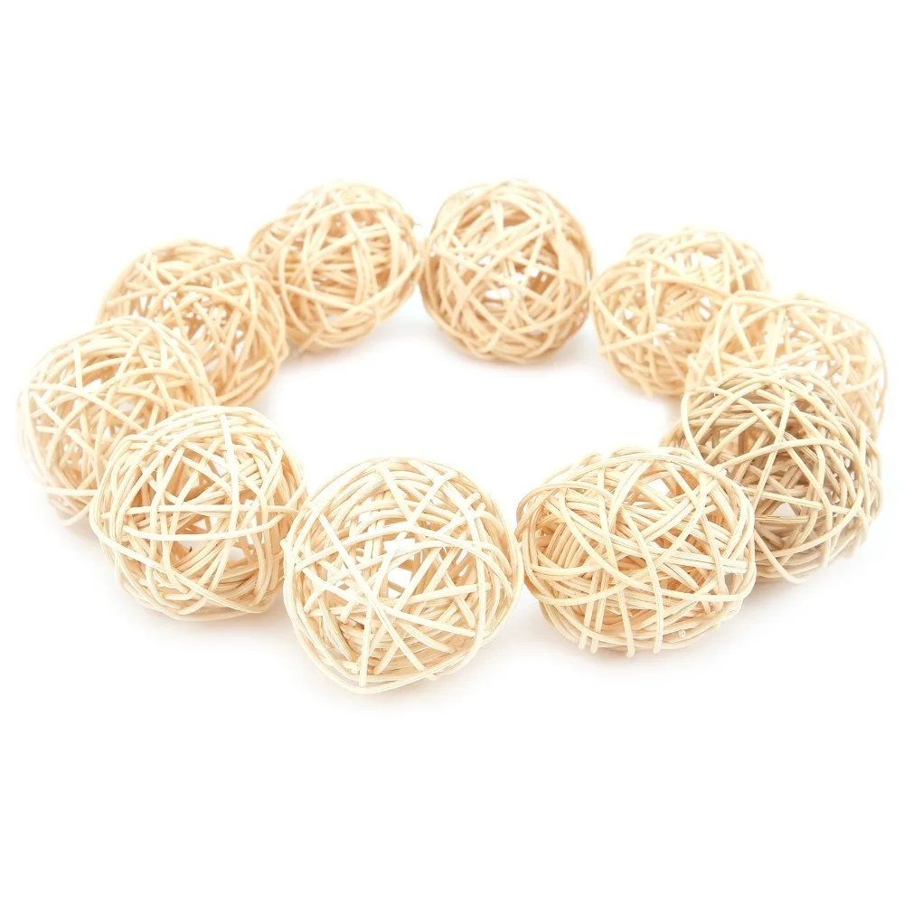 10pcs Handwoven Rattan Chew Balls Small Size Pure Color Small Animal Chew Toys Safe And Harmless 5CM Diameter Parrot Chew Toys