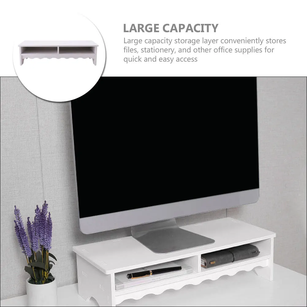 

Monitor Riser With Storage White Desktop Organizer For Laptop Computer Multi-Functional Desk Stand Office Desktop Storage