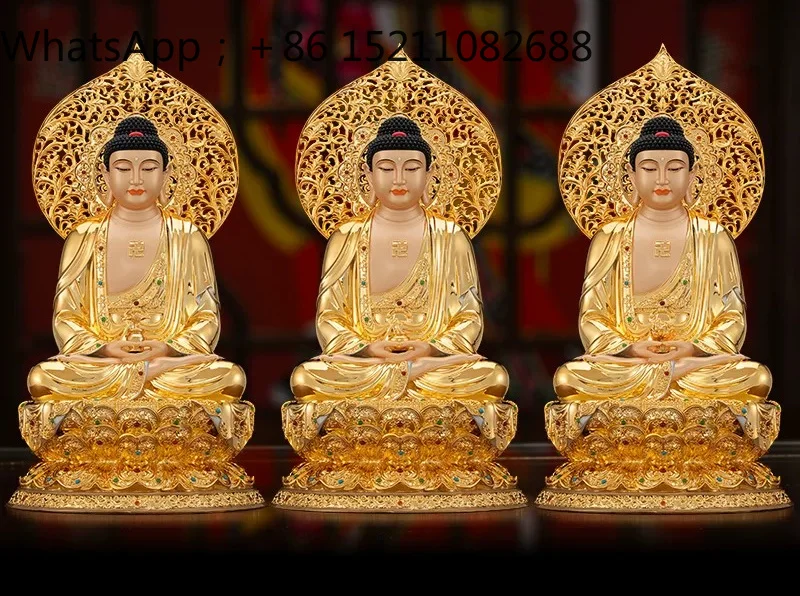 SCY copper gilt Sambo Buddha Sakyamuni Buddha like Amitabha Buddha like Sakyamuni ornament