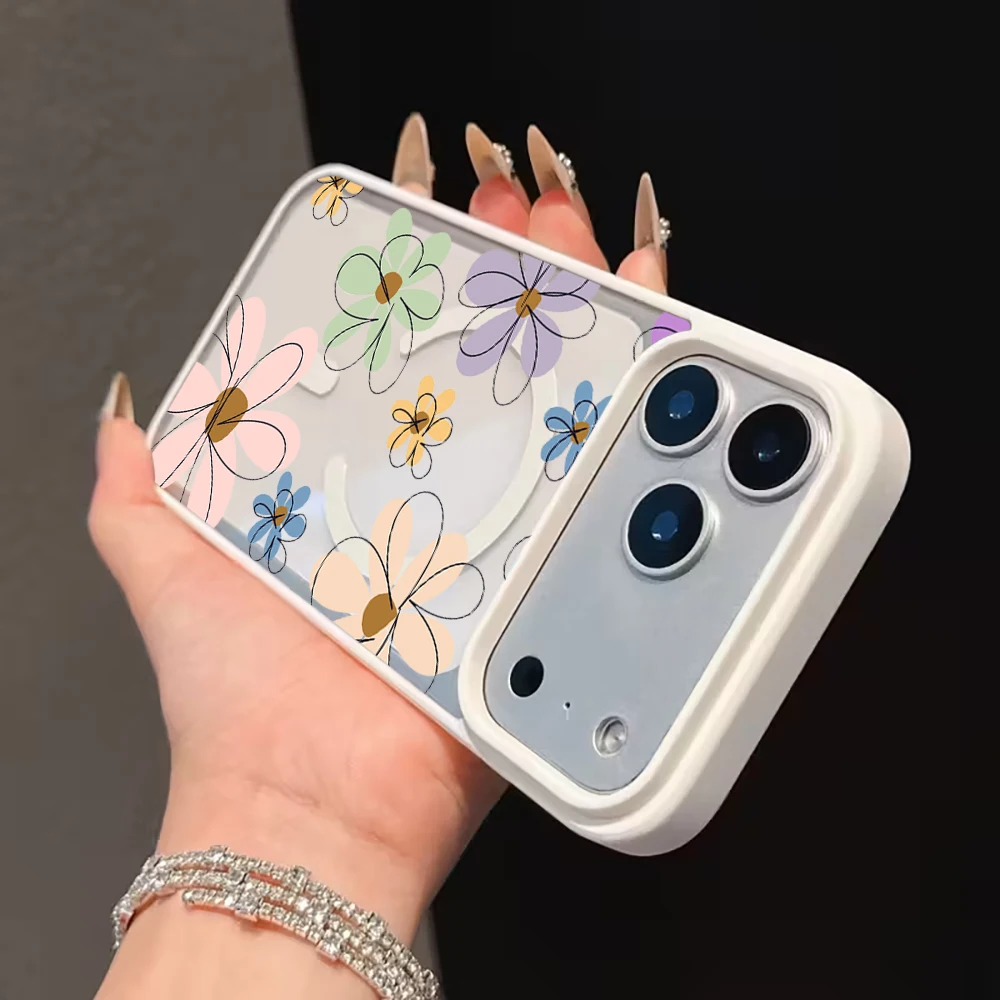 Blaubeer-Blumenmuster Transparente Hülle für iPhone 17 14 12 Pro Max 13 16 15 Plus 11 Hüllen für Magsafe Kabelloses Laden Stoßfeste Schutzhülle – Detail 11