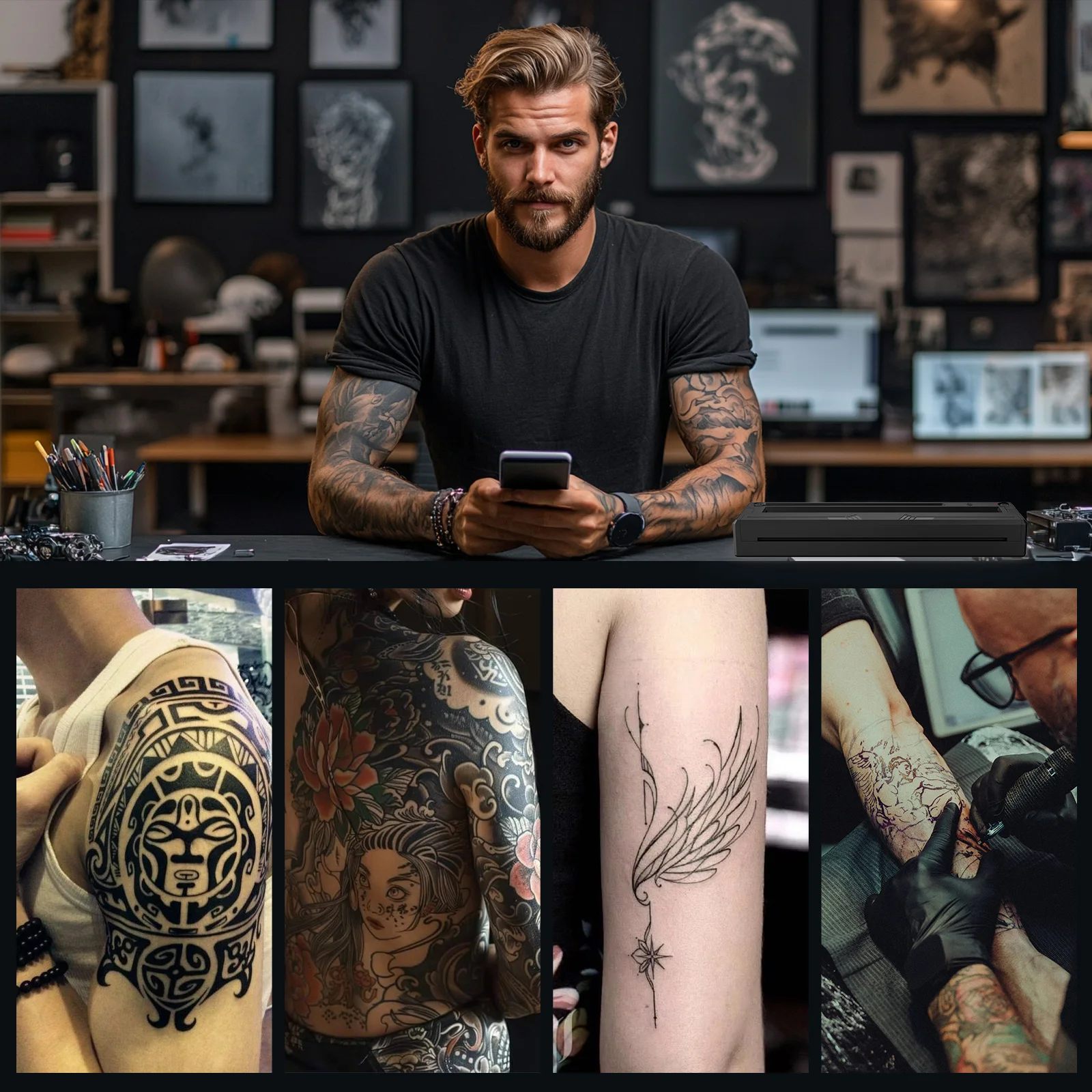 Portable M8 Wireless Thermal Tattoo Transfer Printer tattoo template printer wireless connectivity and APP connectivity. view 6