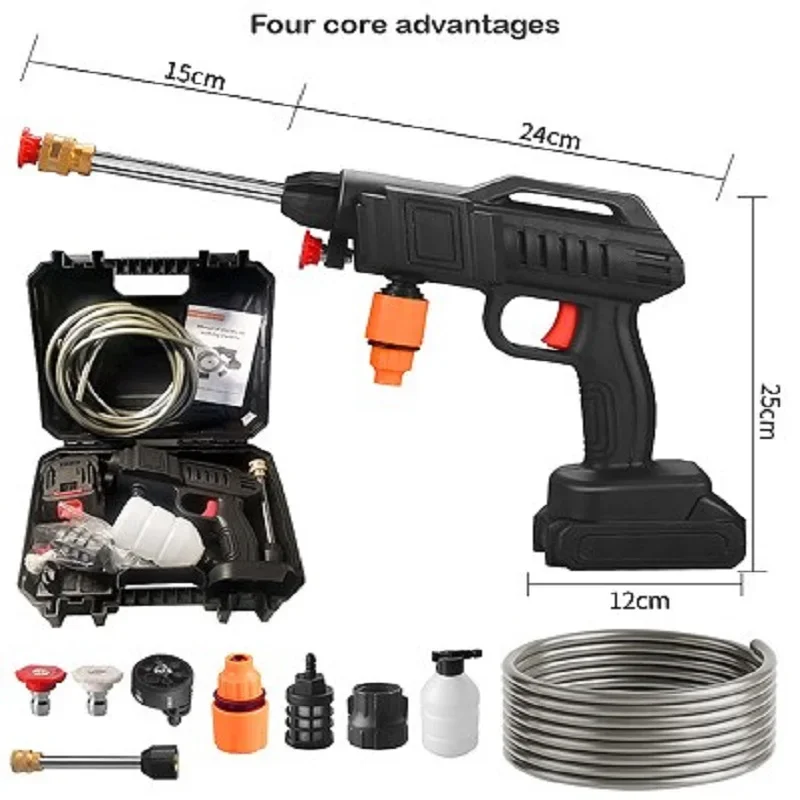 Car Washer Gun Electric Cordless 1500W Pressure Spray Water Gun Cleaner Washer Gun Water Hose Cleaning With Battery