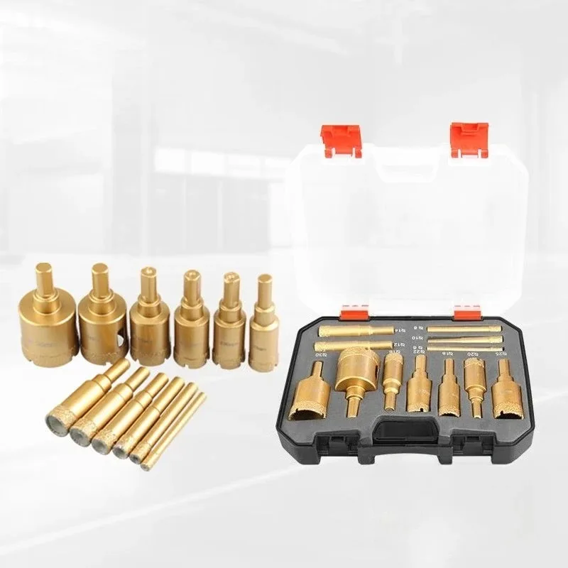12pcs M10 Brazed Diamond Hole Saw Set Tile Stone Drill Bits for Marble Granite - Cutting & Hole Sawing Tools