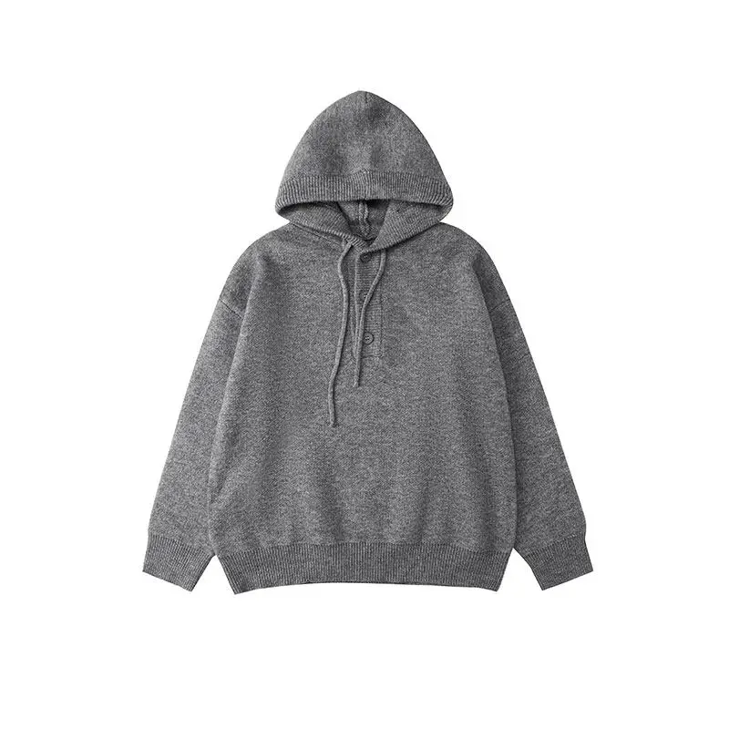 

ay Hooded Knit Sweater Men's Autumn Winter Faion Lazy High-End Cleanfit American Retro Overhead Knitted Coat