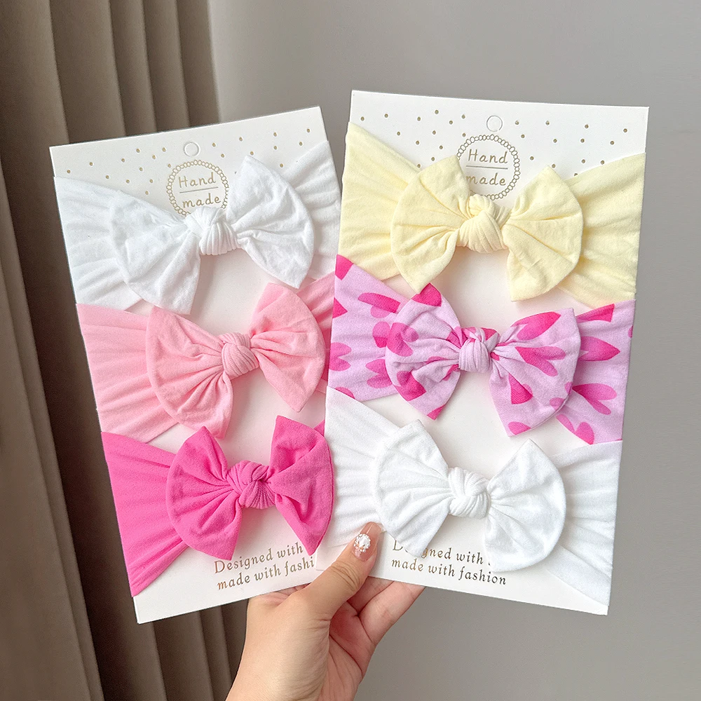 3Pcs/lot Baby Soft Headband Big Bowknot Headscraf Infant Nylon Headties Dress Hair Accessories Babe Headwear image 2