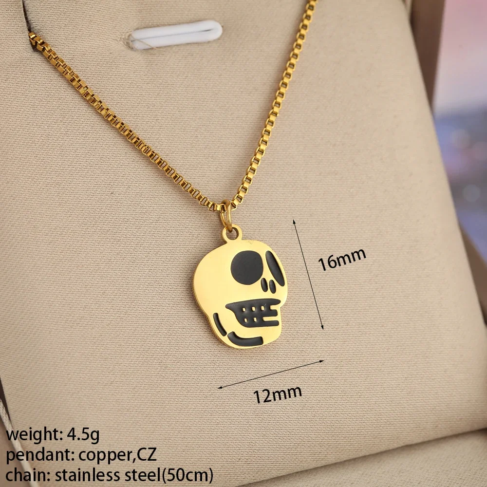 Gothic Pumpkin Ghost Bat Enamel Gold Color Necklace for WomenPendant Woman's Halloween Charm Stainless Steel Pendants Dijes