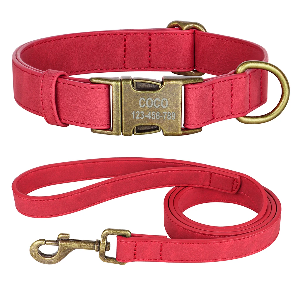 Personal isierte Hunde halsband Leine Set maßge schneiderte Hunde halsband Walking Blei Seil Leder Haustier Halsbänder für kleine mittelgroße Hunde Mops – Detail 11