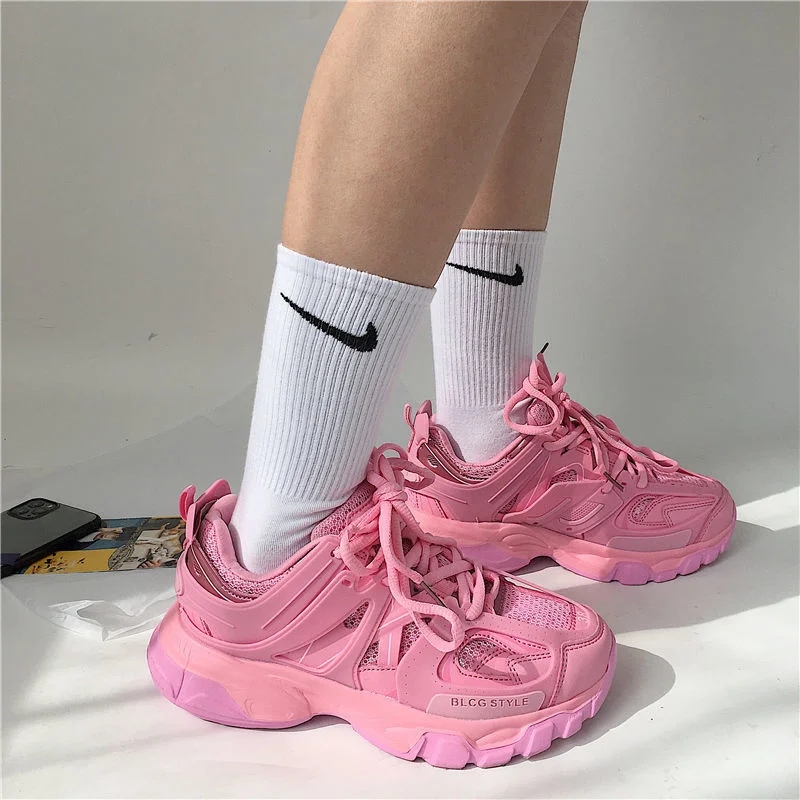 Rosa chunky tênis de corrida dos homens tênis esportivos atléticos zaptillas deporte mujertracking sapatos chaussure homme