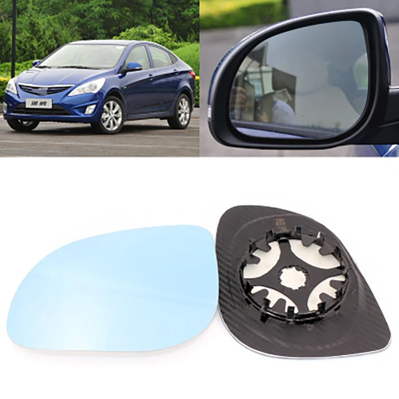 

For Hyundai Rena Verna Heating Blue Lens Large Vision Rearview Mirror Wide Angle Demist Glass Anti-Glare Turn Single Lamp