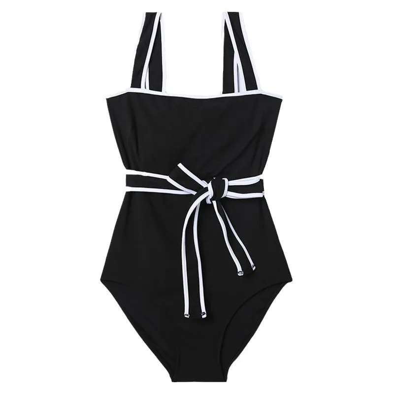 Korea Style Knot Swimwear Female Summer One Piece Swimsuit Women Monokini Biquinis Bathing Suit Bodysuit Black 2024 Beach Wear