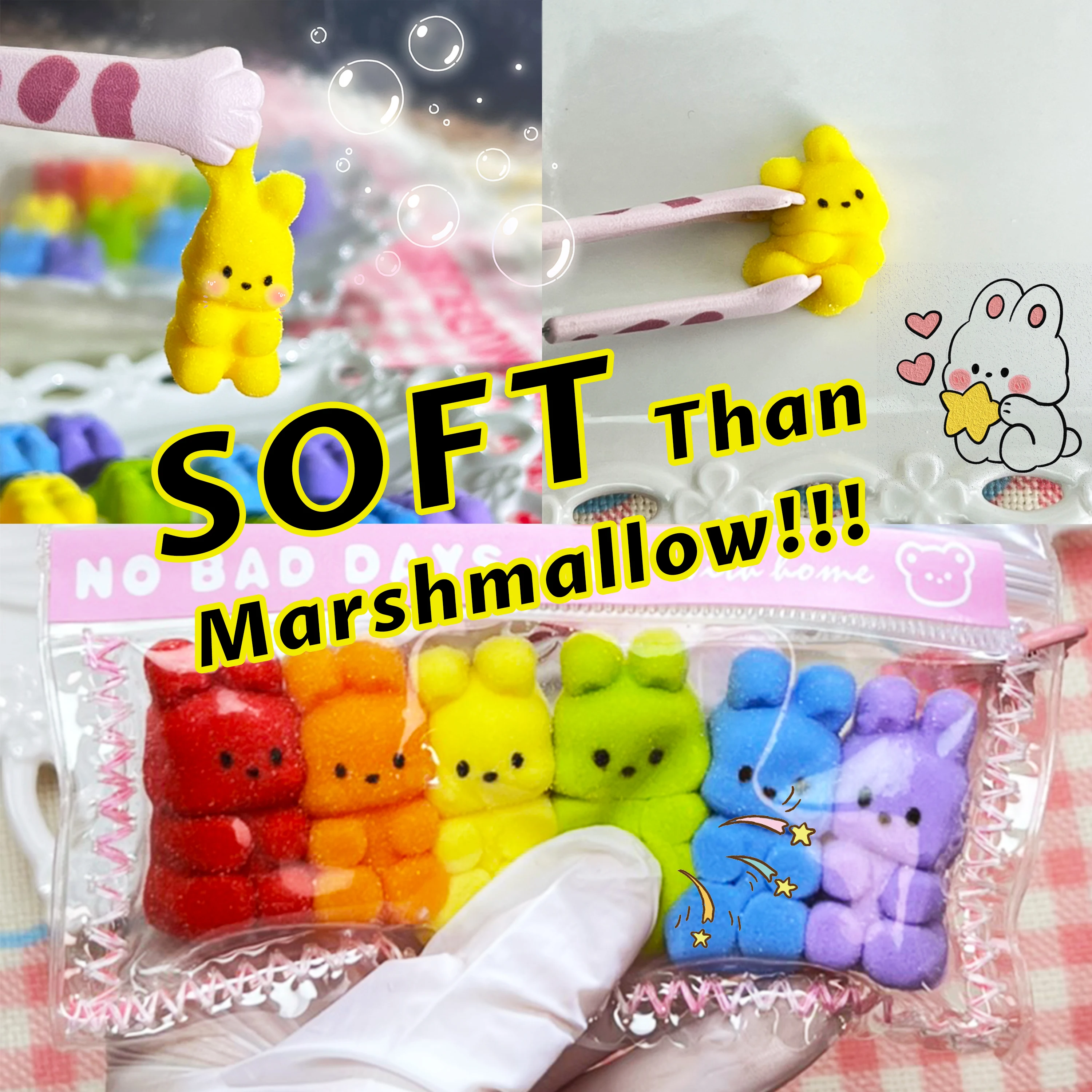 Squishy Taba en Silicone de qualité alimentaire pour chiot lapin arc-en-ciel, jouet à presser doux et crémeux fait à la main, cadeau de noël et de pâques