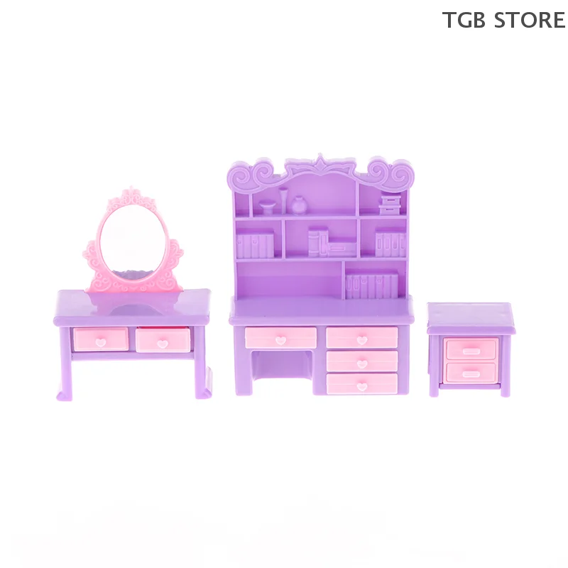 6 pièces/ensemble Table lit coiffeuse chevet bureau chaise meubles modèle 1:12 maison de poupée Miniature décor jouet maison de poupée accessoires