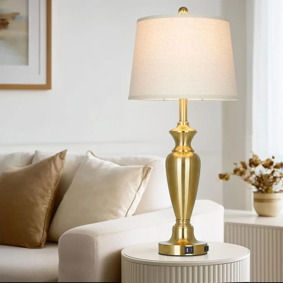 30인치 높이의 골드 테이블 램프 2개 세트 (거실용 터치 컨트롤 침실용 협탁 램프, 3단계 밝기 조절 가능)