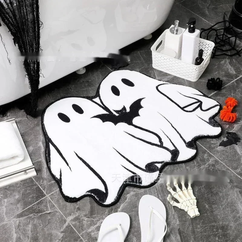 2024 Halloween Ghost Floor Mat Cartoon imitation velvet Skin Friendly Suede Bathroom Anti Slip Pad Children's Birthday Gift