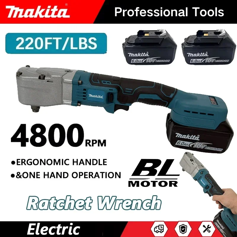 Makita Brushless Ratchet Wrench 1200NM Electric Cordless Driver 1/2'' Removal Screw Nut Car Repair Hand-held Wrench Tool