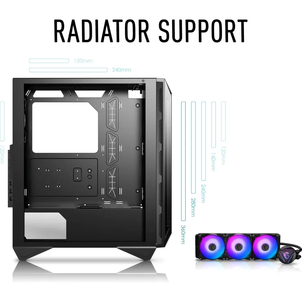 Premium Mid-Tower Gaming PC Case, Tempered Glass Side Panel, 4 x ARGB 120mm Fans, Liquid Cooling Support up to 360mm Radiator